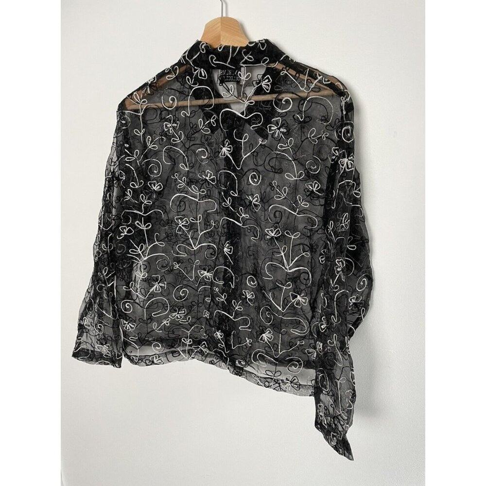 Silk Polyester Sheer Floral Embroidered Tantrums Collection Size S